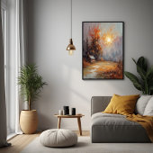 Rustieke Herfst Cabin Landschap Herfst Art Perfect Poster