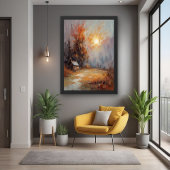 Rustieke Herfst Cabin Landschap Herfst Art Perfect Poster