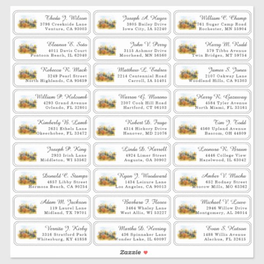 Rustieke herfst dennen bruiloft gast Adresetikette Sticker (Vel)
