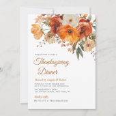 Rustieke herfst Earthtone Florals Thanksgiving Din Kaart (Voorkant)