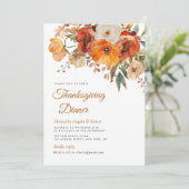 Rustieke herfst Earthtone Florals Thanksgiving Din Kaart (Staand voorkant)