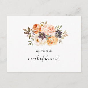 Rustieke herfst Elegant Floral Maid of Honor Uitnodiging Briefkaart
