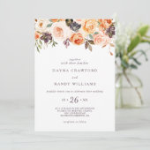 Rustieke herfst Elegante bloemenbruiloft Kaart (Staand voorkant)