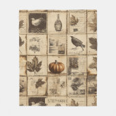 Rustieke herfst Ephemera Collage | Warm aards (2) Fleece Deken (Voorkant)