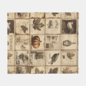Rustieke herfst Ephemera Collage | Warm aards (2) Fleece Deken (Voorkant (Horizontaal))