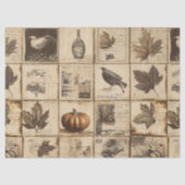 Rustieke herfst Ephemera Collage | Warm aards (2) Tissuepapier (Voorkant)