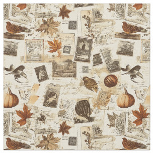 Rustieke herfst Ephemera Collage warm aards Stof