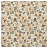 Rustieke herfst Ephemera Collage | warm aards Stof (Swatch)