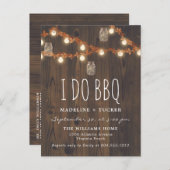 Rustieke Herfst Fairy Lights and Leaves I Do BBQ Aankondigingskaart (Voorkant / Achterkant)