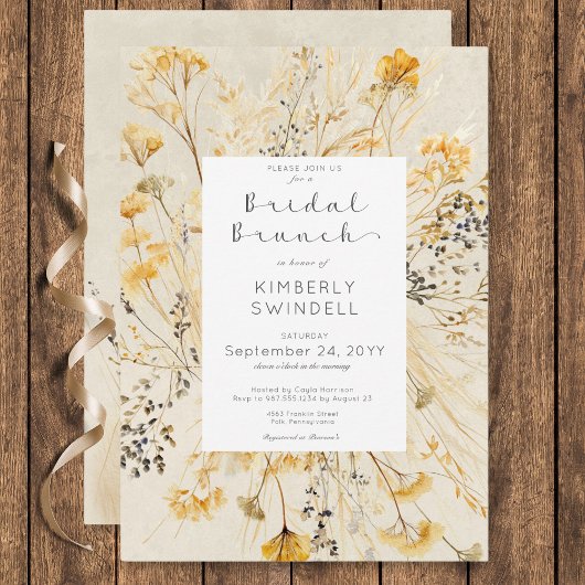 Rustieke Herfst Fields Bloemen Lijst Bruidsbrunch Kaart