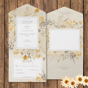 Rustieke Herfst Fields Wildflower Geen Diner All In One Uitnodiging