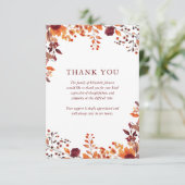 Rustieke Herfst Floral Celebration of Life Funeral Bedankkaart (Staand voorkant)