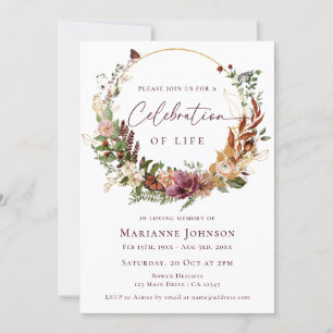 Rustieke Herfst Floral Memorial Viering van het le Kaart