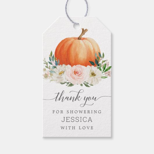 Rustieke Herfst Floral Pumpkin Vrijgezellenfeest F Cadeaulabel (Voorkant)