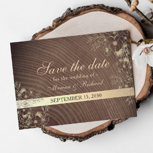 Rustieke Herfst Floral Wood bruiloft Save The Date