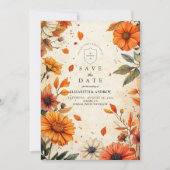 Rustieke Herfst Flower Wedding Save The Date (Voorkant)