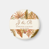 Rustieke Herfst Foliage Monogram Ronde Trouwronde Magneet (Voorkant)