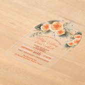 Rustieke Herfst Foliage Sinaasappel Bloemen Herfst Acryl Uitnodigingen (Laagn)