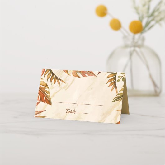 Rustieke herfst gebladerte bruiloft gevouwen plaat (Voorkant)