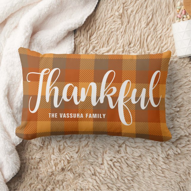Rustieke herfst geruite plaid patroon script dankb kussen (Deken)