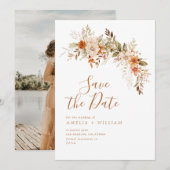 Rustieke herfst herfst bloemenbruiloft Save the da Date (Voorkant / Achterkant)