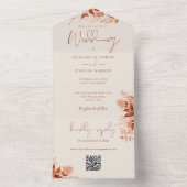 Rustieke herfst Herfst Floral QR Code Bruiloft All In One Uitnodiging (Binnen)