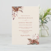 Rustieke herfst Herfst Floral QR Code Bruiloft Kaart (Staand voorkant)