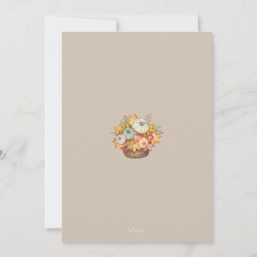 Rustieke Herfst Herfst Harvest Basket Neutral Wedd Kaart (Achterkant)