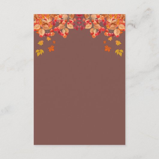 Rustieke herfst herfst herfst bruiloft details informatiekaartje (Achterkant)