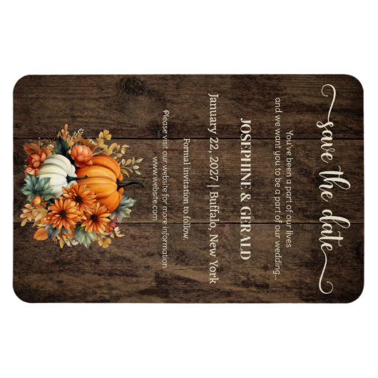 Rustieke Herfst Herfst Hout Bruiloft Save the Date Magneet (Horizontaal)