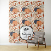 Rustieke Herfst Herfst Pompoen Wildflower Thanksgi Wandkleed (In situ)