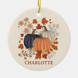 Rustieke Herfst Herfst Pompoen Wildflowers Custom Keramisch Ornament