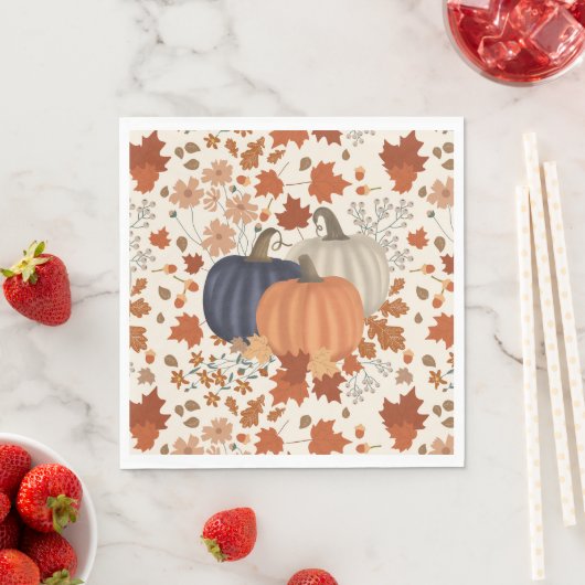 Rustieke Herfst Herfst Pompoenen Wildflowers Blade Servet (Insitu)