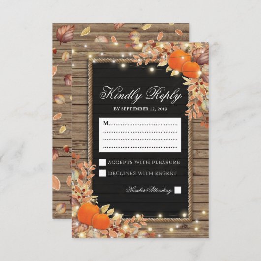 Rustieke herfst Herfst respons | Pompoenbruiloft R RSVP Kaartje (Voorkant / Achterkant)