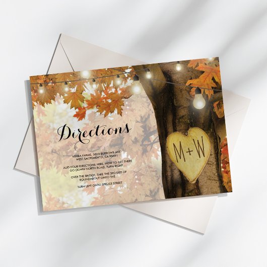 Rustieke Herfst Herfst Tree Lights Bruiloft Routeb Informatiekaartje