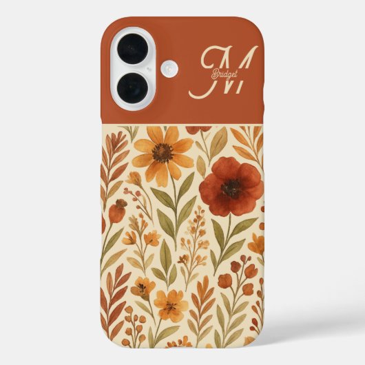 Rustieke Herfst herfst Vibes & Floral Monogram Case-Mate iPhone Case (Achterkant)