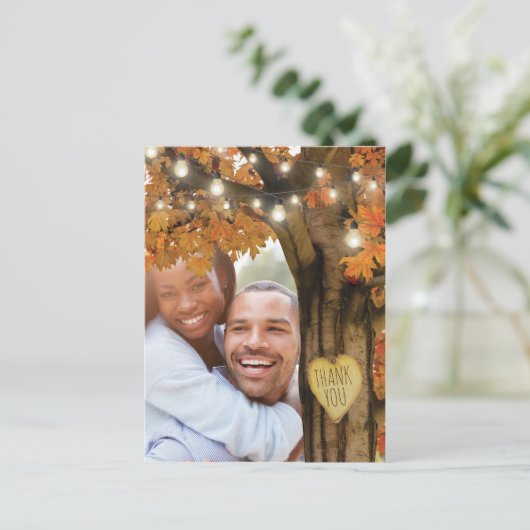 Rustieke Herfst herfstboom bruiloft dank u Briefkaart (Staand voorkant)