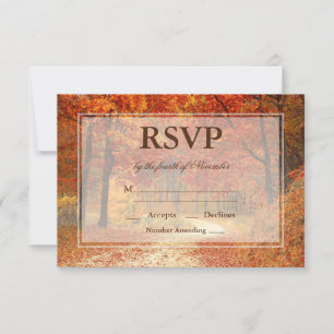 Rustieke Herfst herfstboom bruiloft RSVP Kaartje