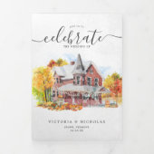 Rustieke herfst Homestead bruiloft Drieluik Uitnodiging (Cover)