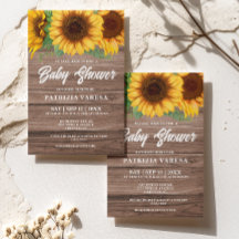 Rustieke Herfst Houten Zonnebloem Baby shower