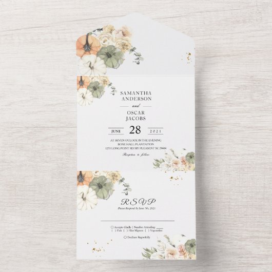 Rustieke Herfst in één bruiloft All In One Uitnodiging (Binnen)