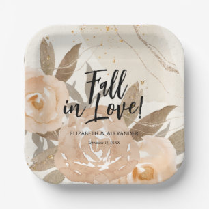 Rustieke Herfst in Love Peach Flowers Papieren Bordje