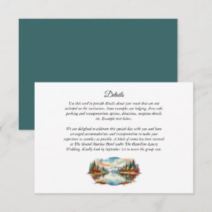 Rustieke herfst Lakeside Forest Wedding Informatiekaartje