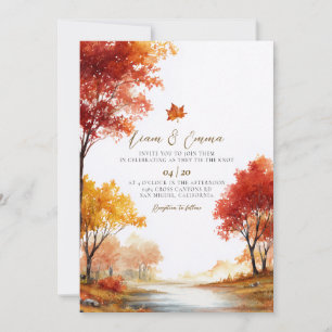 Rustieke herfst landschap trouwkaart kaart