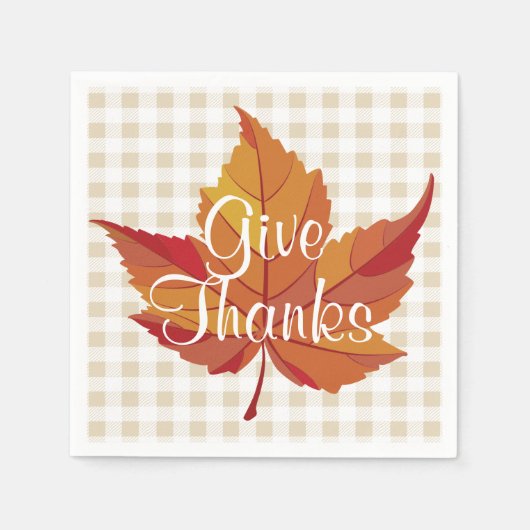 Rustieke Herfst Leaf & Plaid Geef Bedankt Servet (Voorkant)