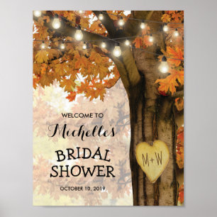 Rustieke herfst lichte bruiloftsfeest voor de brui poster
