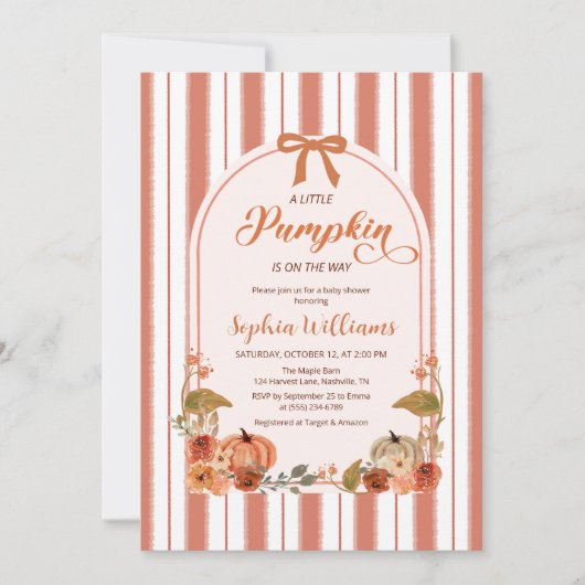 Rustieke Herfst Little Pumpkin Girl Baby shower Kaart (Voorkant)