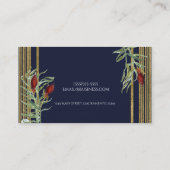 Rustieke Herfst Marsala Floral Navy Blue Chic Eleg Visitekaartje (Achterkant)