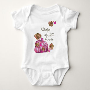 Rustieke Herfst Meisje Baby shower Herfst Roze Pom Romper