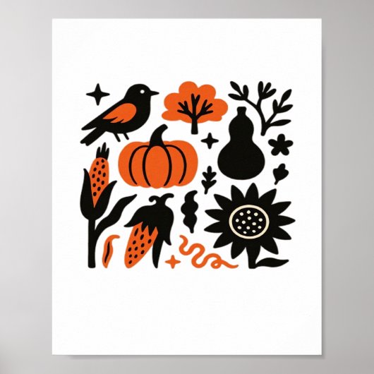 Rustieke Herfst Oogst Folk Classic T-shirt Poster (Voorkant)